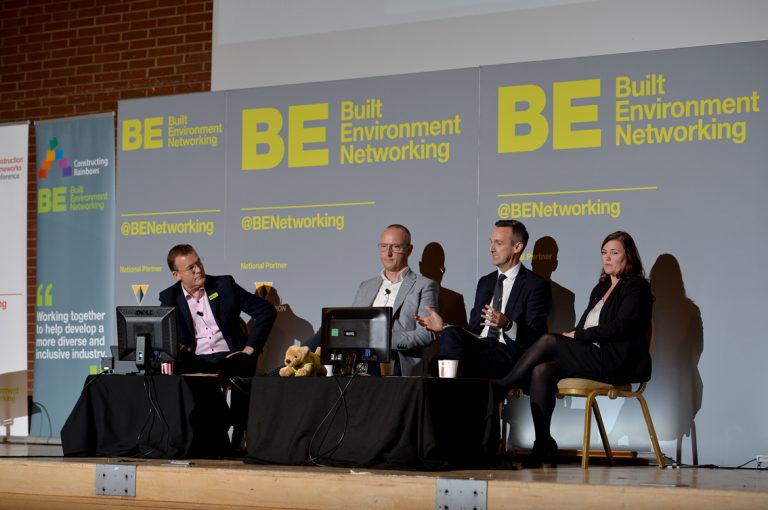 Phil laycock, Lisa Bliss, Robbie Blackhurst and Simon Toplass Construction Frameworks Conference, Kensington Town Hall. 02.10.19