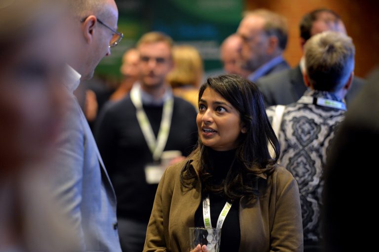 Attendee's talk amongst each other at Construction Frameworks Conference, Kensington Town Hall. 02.10.19