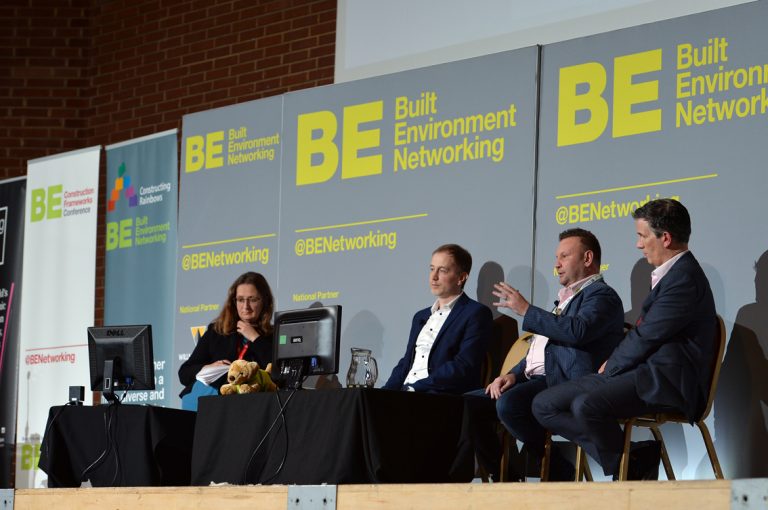 Marie-Claude Hemming , Christian Hugo, Matt Carrington-Moore and Mark Chadwick Construction Frameworks Conference, Kensington Town Hall. 02.10.19