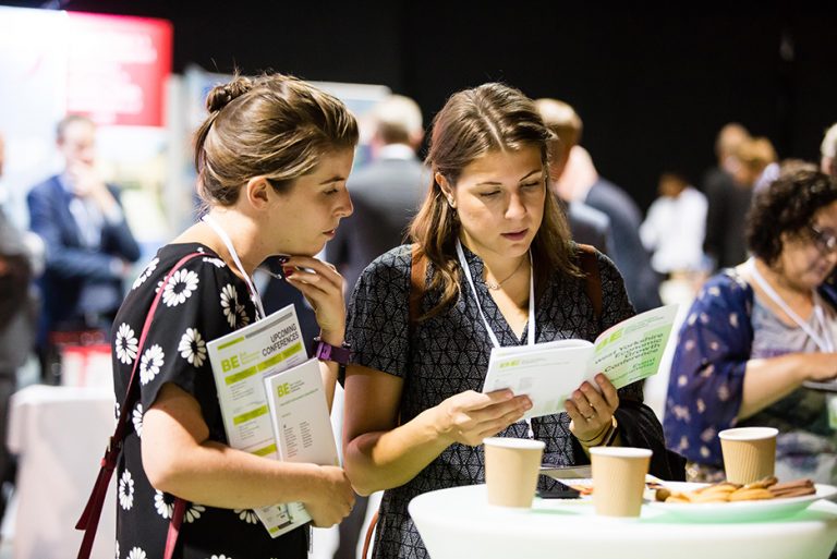 Attendees of West Yorkshire Economic Growth Conference 2018 browse the days speakers