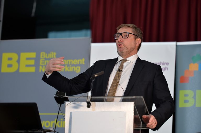 James Palmer speaks to the crowd at Cambridgeshire & Peterborough Development Conference 2019