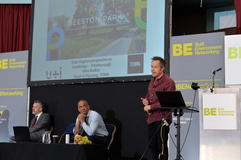 Mike Bodkin Presents to the crowd at Cambridgeshire & Peterborough Development Conference 2019