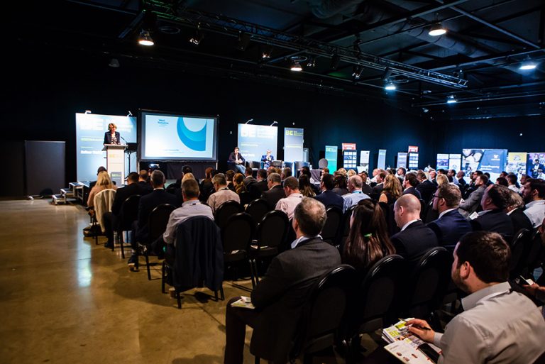 Crowd watches Susan Hinchcliffe Present at West Yorkshire Economic Growth Conference 2018