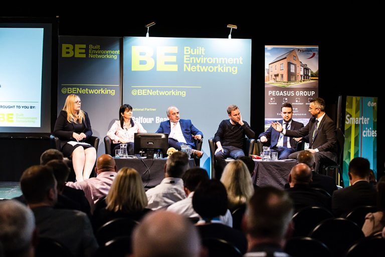 Jenny Purple, Sue Shirt, Shabir Pandor, Andrew Weaver, Stewart Thompson and Chris Calvert take a question panel at West Yorkshire Economic Growth Conference 2018