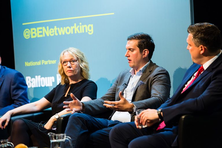 Karen Lythe, Ed Ellerington and Thomas Wheldon address the crowd at West Yorkshire Economic Growth Conference 2018