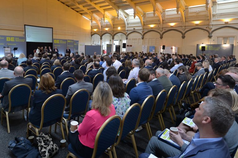 The seated area looking packed for Session 1 at West of England Development Conference, Bristol.08.10.19