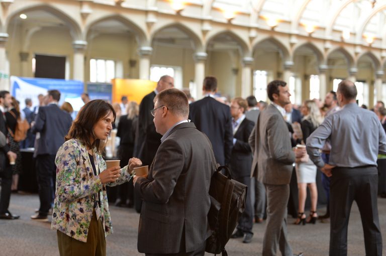 Attendee's discuss business over a coffee West of England Development Conference, Bristol.08.10.19