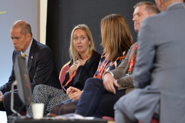 Lucinda Mitchell of First Base answers a question atWest of England Development Conference, Bristol.08.10.19