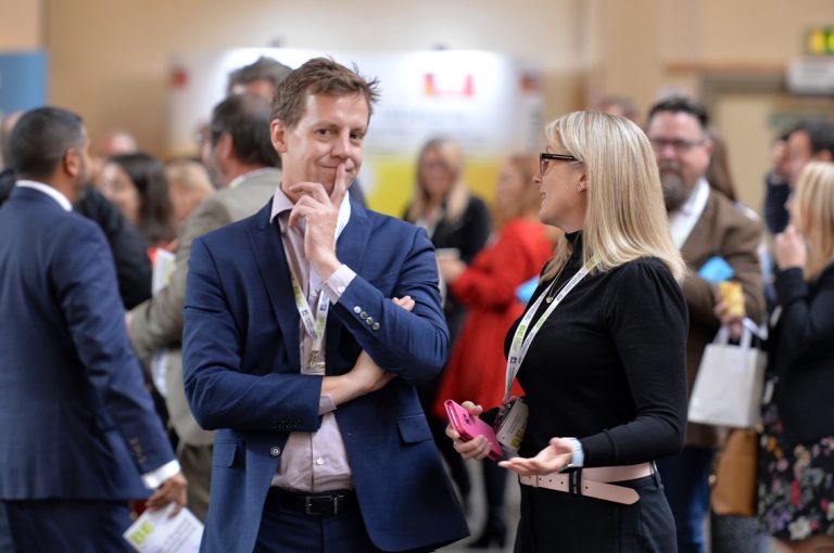 Attendee's converse about business at West of England Development Conference, Bristol.08.10.19