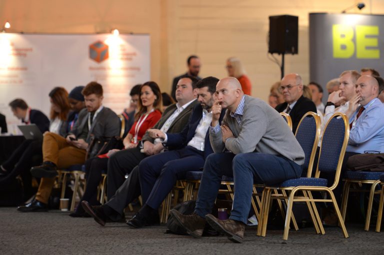 Attendee's listen as the Speakers answer questions from SlidoWest of England Development Conference, Bristol.08.10.19