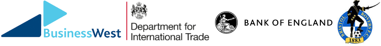 Logos West England Bristol Economic Growth Event Networking Construction Bristol Rovers Investment Funding Department International Trade Government Business Bank England 