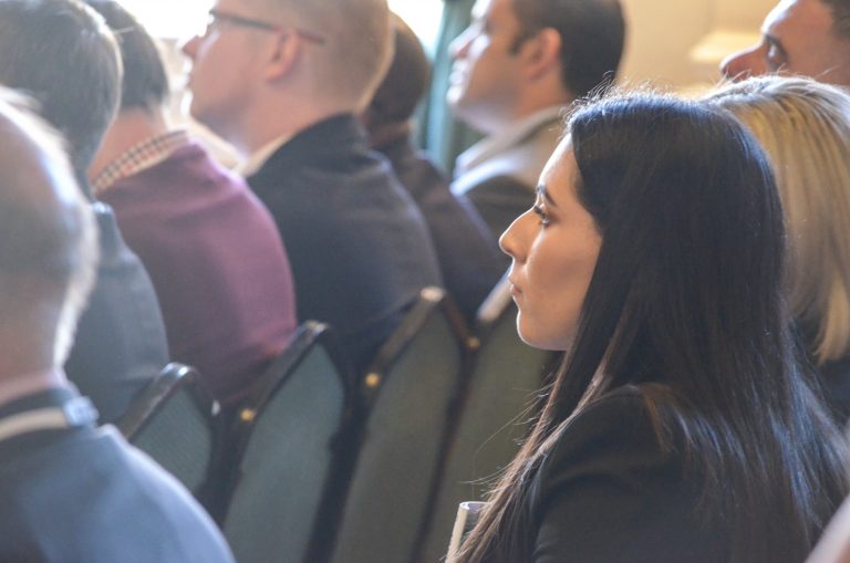 Attendee watches the speakers at Birmingham Development Plans 2018