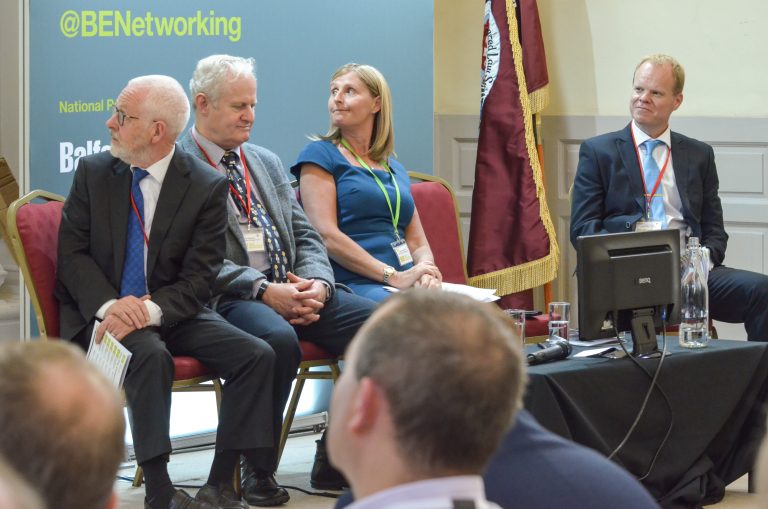 Michael Monaghan, Clive Natrass, Amanda Coupland and Lorcan Tyrell watch Patrick Prendergast Present