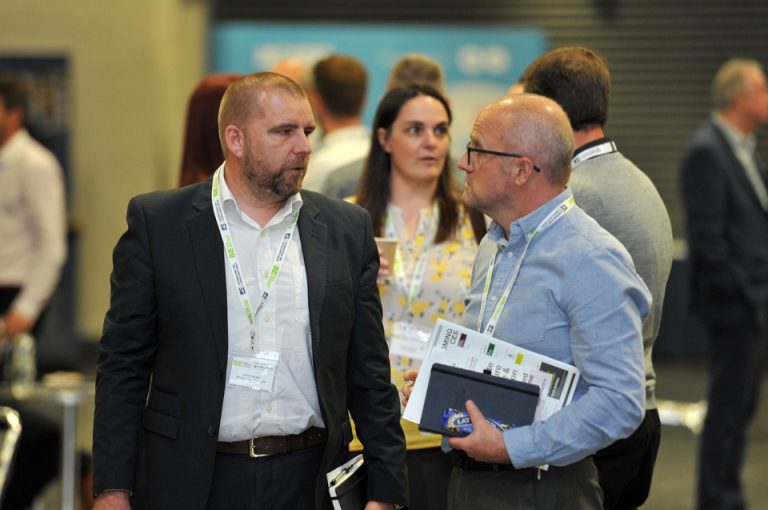 Offsite Manufacture Exhibition & Conference 2019 Attendee's discuss construction