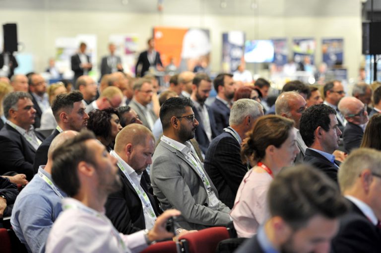 attendee's watching the speakers present Manufacturing Conference & Exhibition 2019