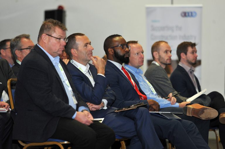 The front row watches the speakers present at Airport Cities Development Conference 2019