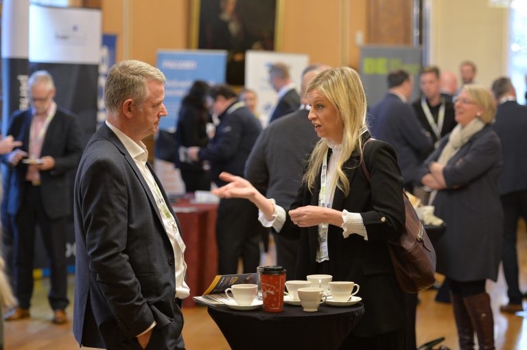 Attendee's discuss the day at North West Development Confernce, Liverpool.10.12.19