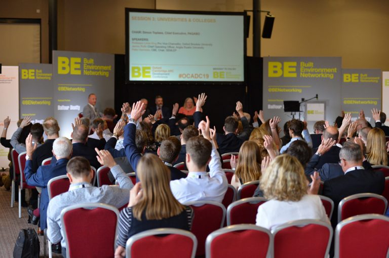 The stage for Oxford Cambridge Arc Development Conference 2019