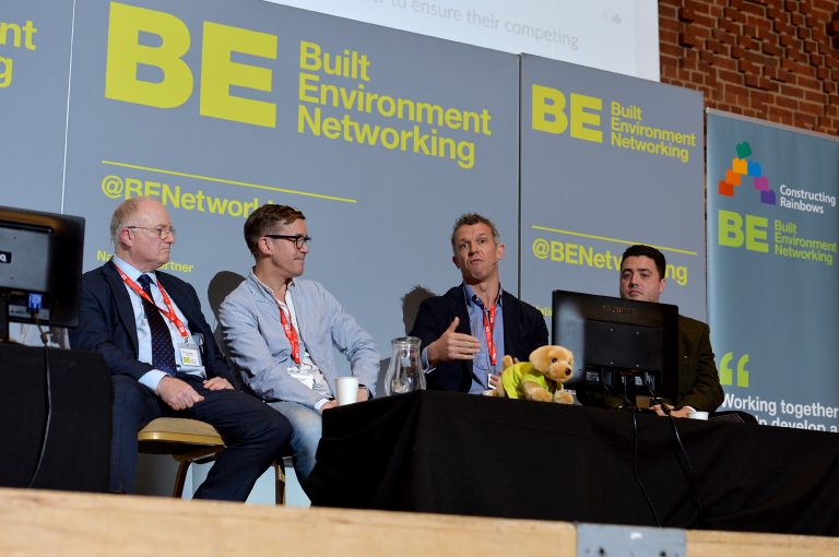 Speakers seated and answering questions from Slido High Streets Development Conference. 30.10.19