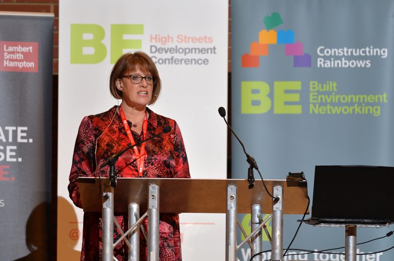 Liz Lowe of Morris Property speaks at High Streets Development Conference. 30.10.19